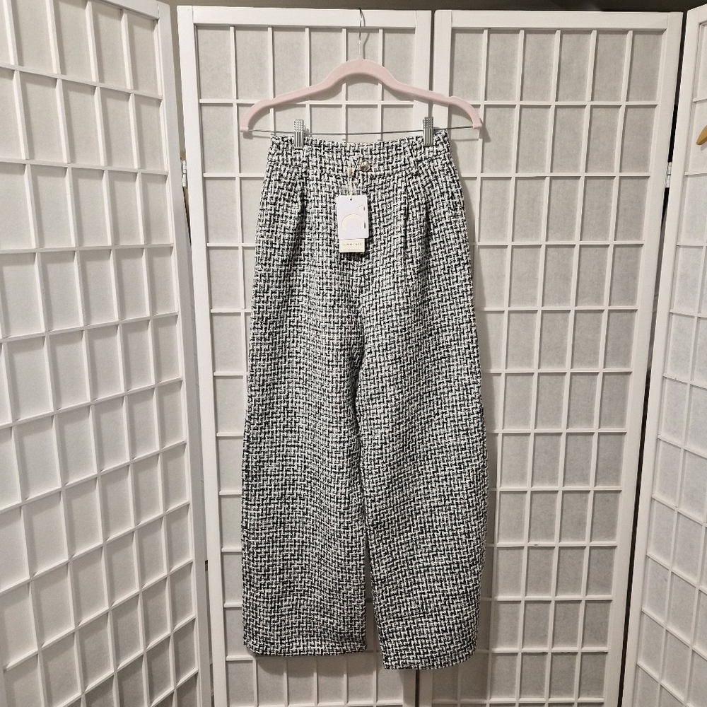 Commense Black White Herringbone Pants NWT Sz XS